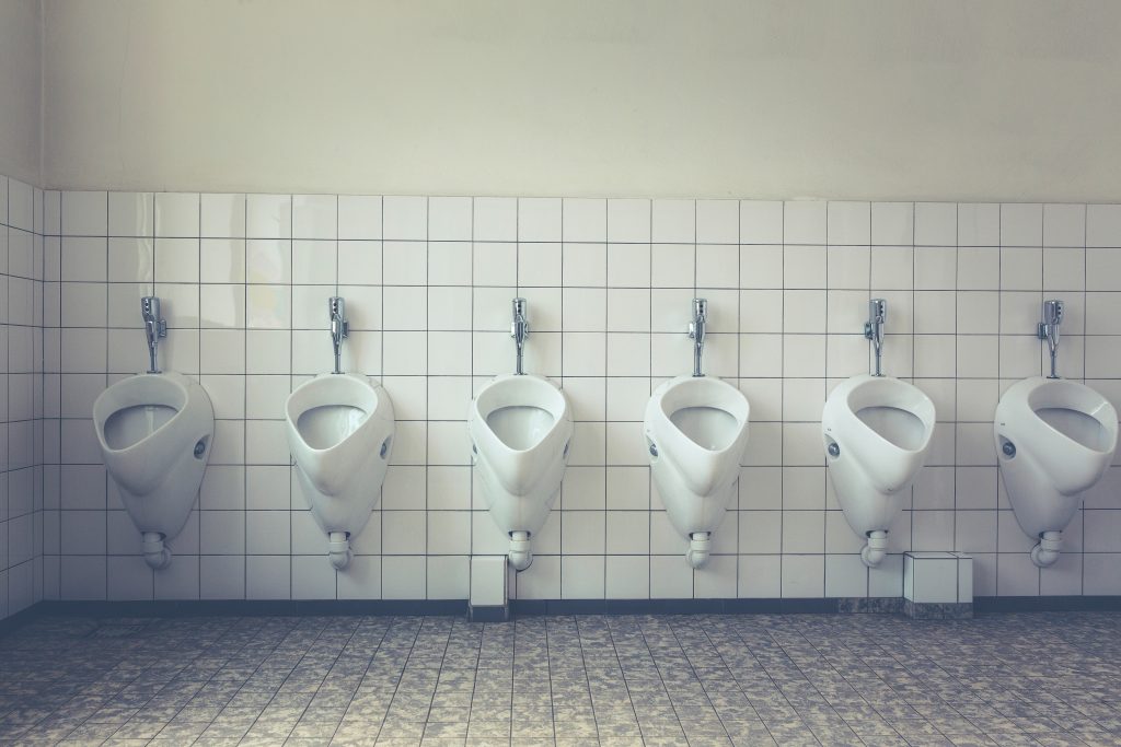 Mens Bathroom with ceramic floor tiles