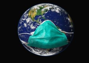 Globe wearing a face-mask
